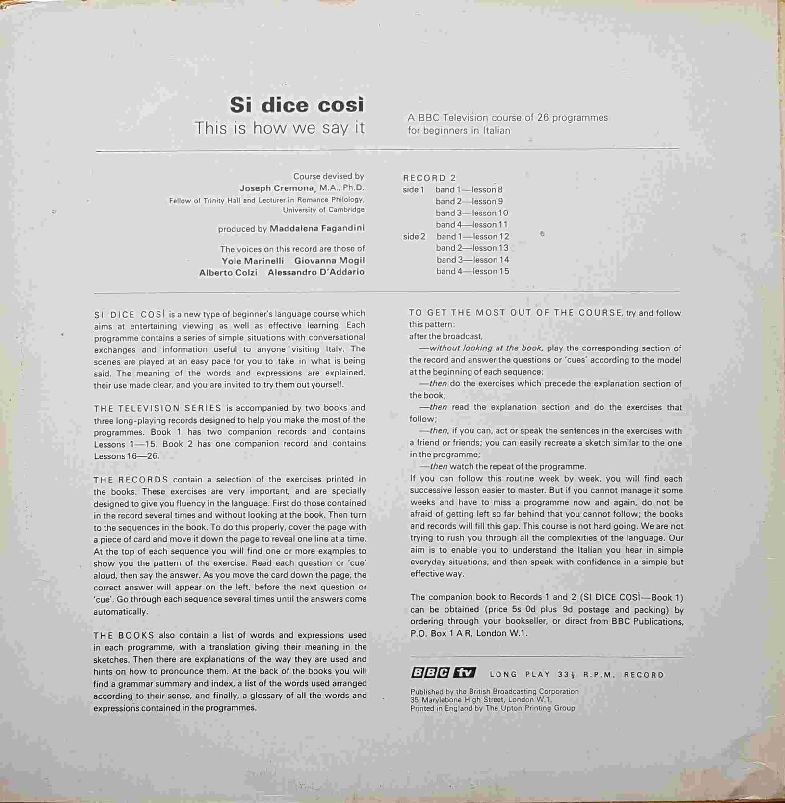 Back cover of OP 129/130